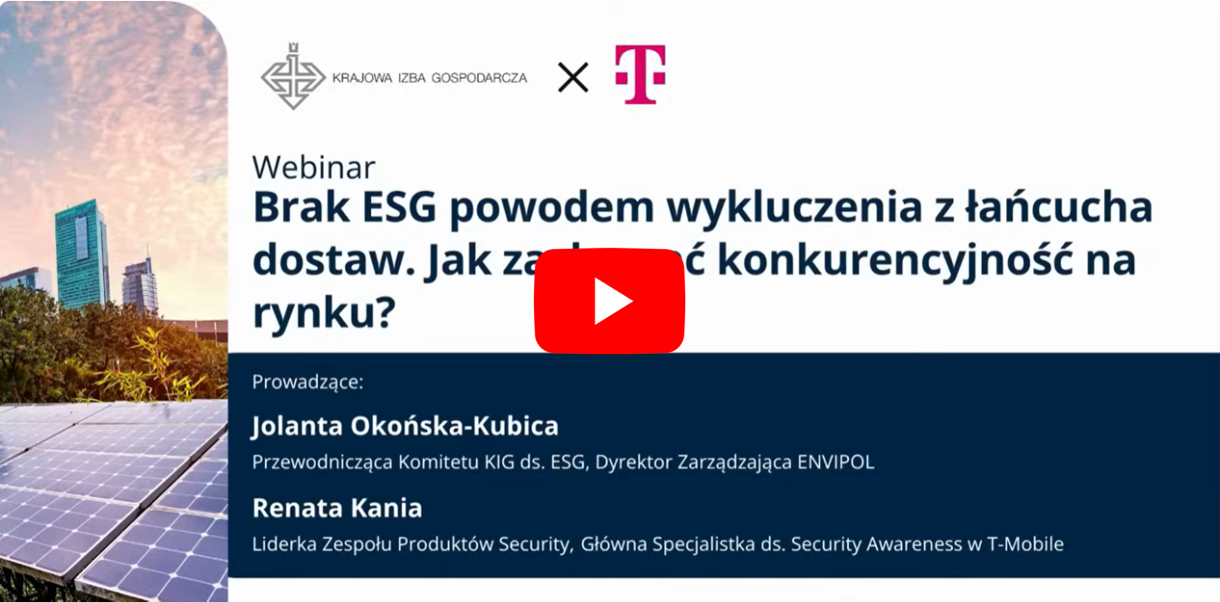 Plansza startowa webinaru pt. Brak ESG powodem wykluczenia z łańcucha dostaw