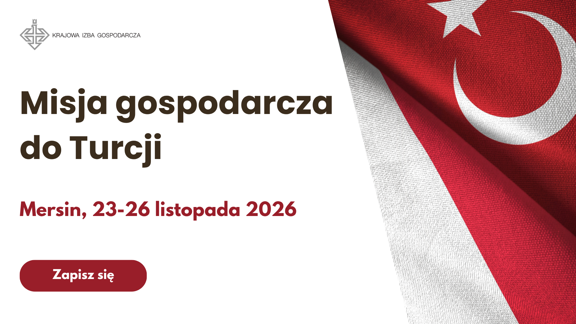 Grafika z flagą Turcji. Misja gospodarcza Turcja Mersin 